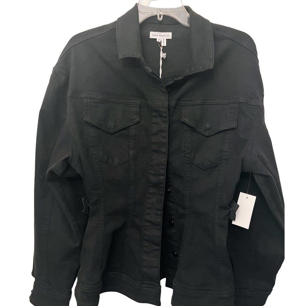 NWT Good American black contour denim jacket size 3 (Large )